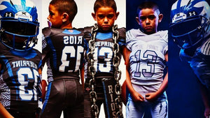 youth custom football jersey uniforms los angeles orange county sublimated made in usa all american sportswear tackle twill